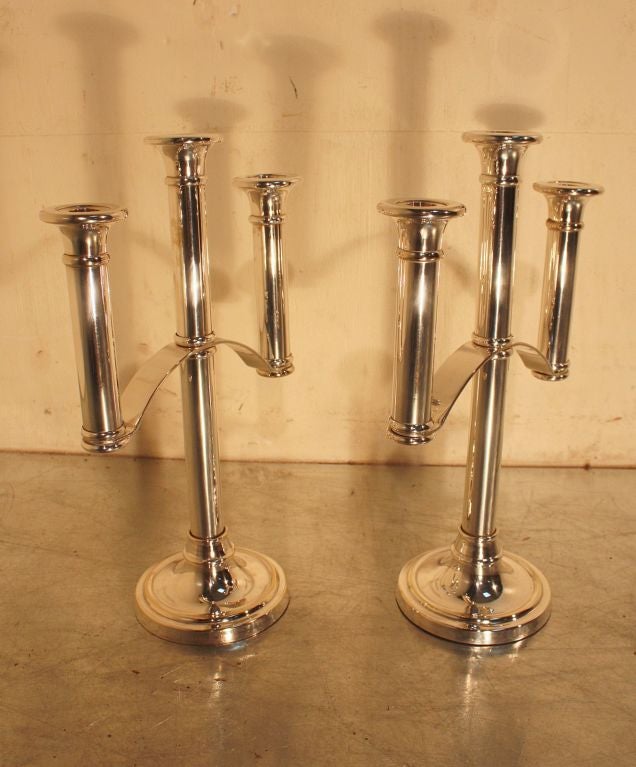 A Pair of Silver Plated Danish Candelabra c1950