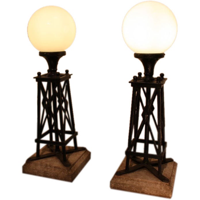 A Pair of Original 1920's Architectural Lamps For Sale