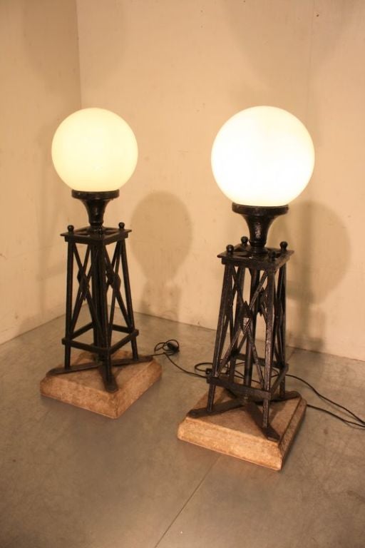 A Pair of Original 1920's Architectural Lamps