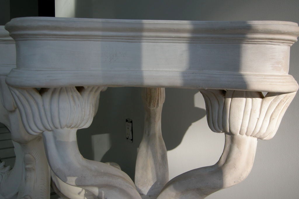 French Pair Marvelous Plaster Dolphin Tripod Table Bases