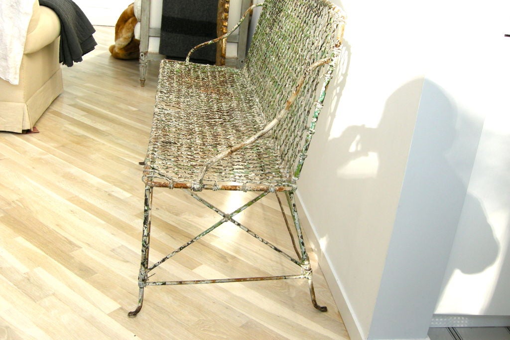 19th Century Charming French Wire Bench