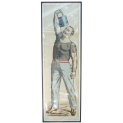 Antique Life Size Epinal Print Of  Strongman