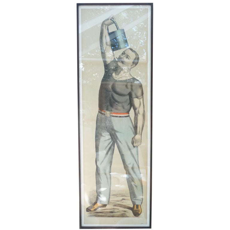 Life Size Epinal Print Of  Strongman For Sale