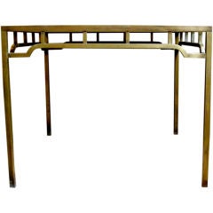 Brass Game Table With Fossil Stone Top