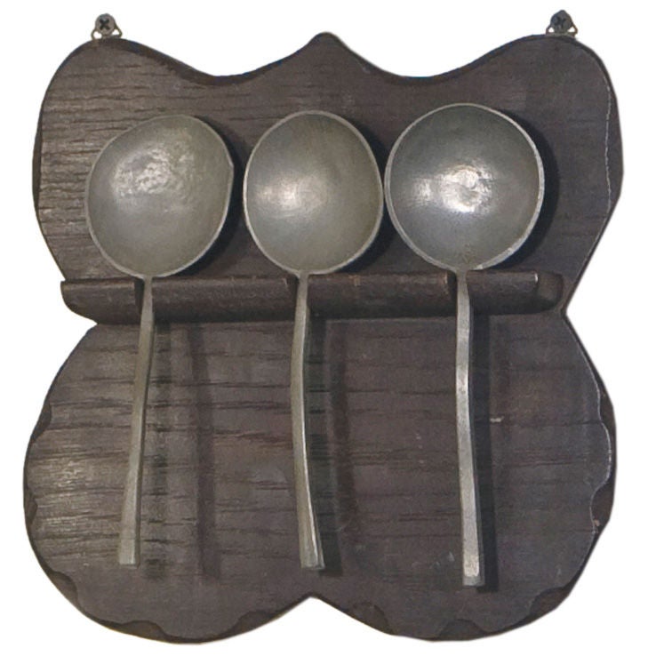 Dutch oak and pewter spoon holders