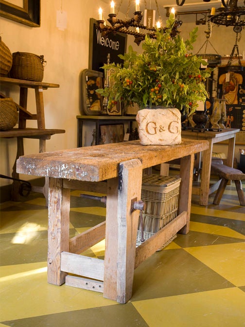 Authentic Belgian antique work bench