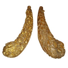 Pair 17th. Century Italian Gilded Walnut Fruit Garlands