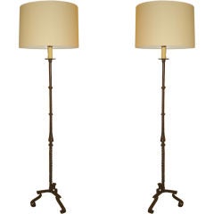 Antique Pair 18th. Century Wrought Iron Floor Lamps