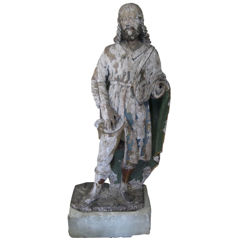 Antique 18th Century Statue of St. Roch from a Chapel Near Arles, France