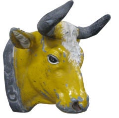 19th c. Zinc Cow Head from a Boucherie in Provence