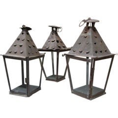 Set of Three 19th c. Tole Lanterns