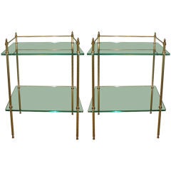 Pair of glass & bronze cigarette tables