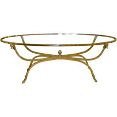 Bronze coffee table with rams head detail & hoofed feet