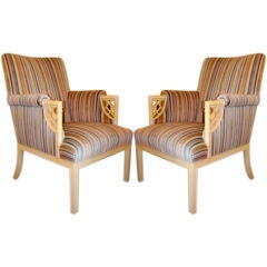 Pair of Hollywood Regency faux bamboo chairs
