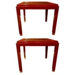 Pair of Hollywood Regency Asian style lamp tables