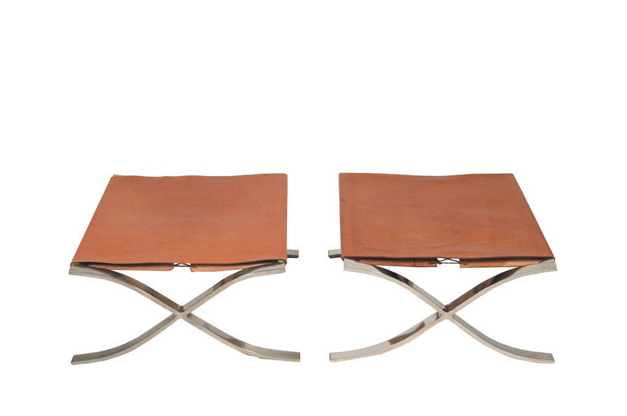 American Pair of Barcelona Sling Stools