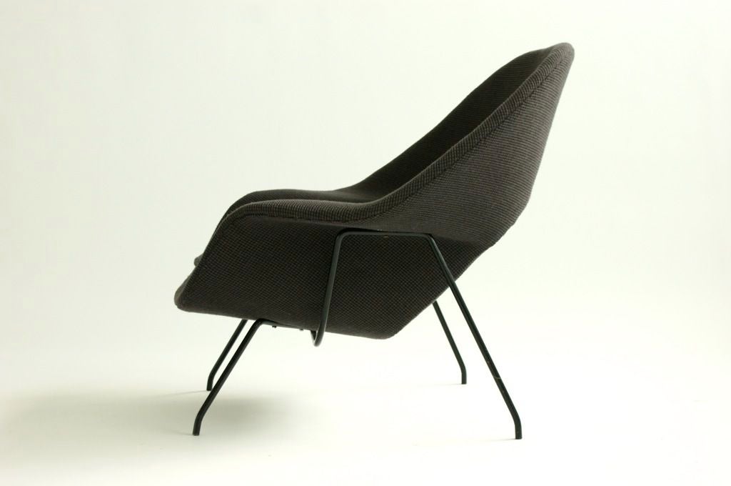 First year production Womb Chair for Knoll. Reupholstered in Knoll Classic Grey CATO <br />
86% wool 14% rayon