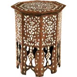 Antique A Syrian Side Table inlaid with Mother of Pearl, Ivory & Silver