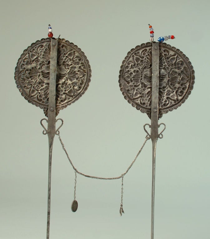 19th Century Spanish Colonial Silver Manta Pins