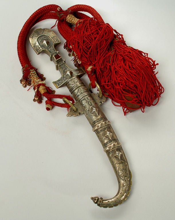 A fine and rare late 19th century Berber dagger with silver 