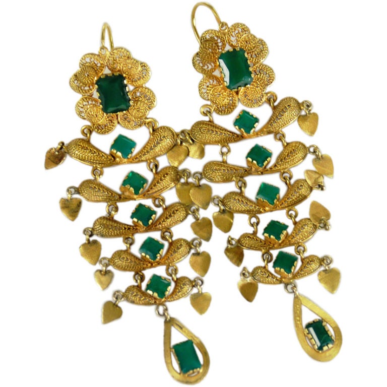 Beautiful Antique Ecuadorian Gold Filigree Earrings