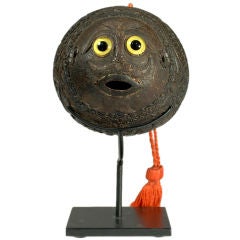 Rare Antique Mexican Carved Coconut Bank