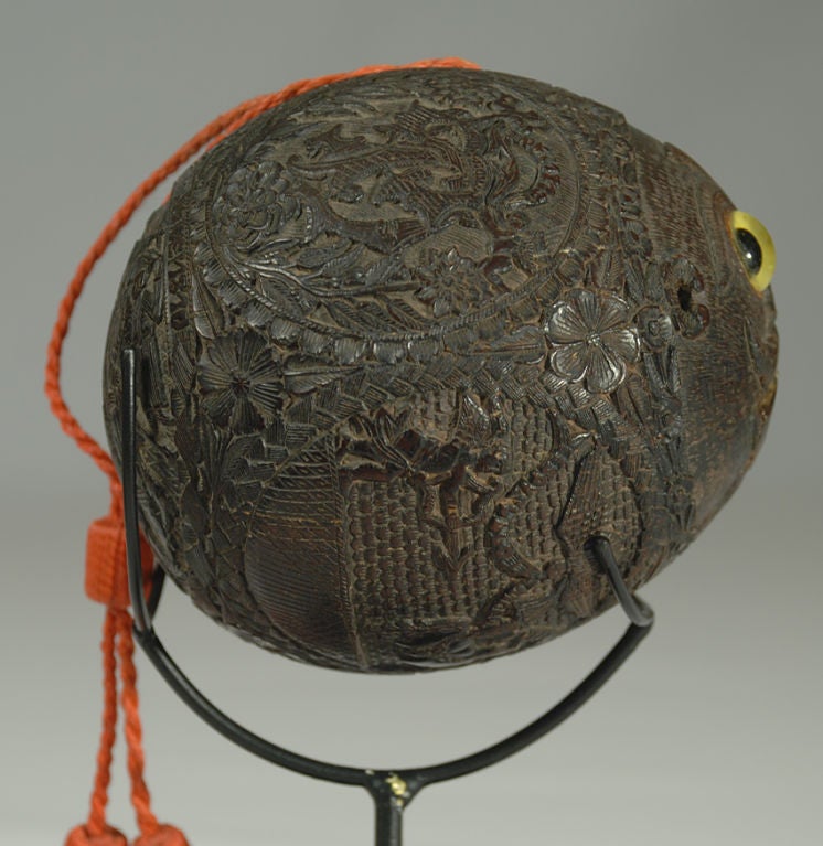 20th Century Rare Antique Mexican Carved Coconut Bank
