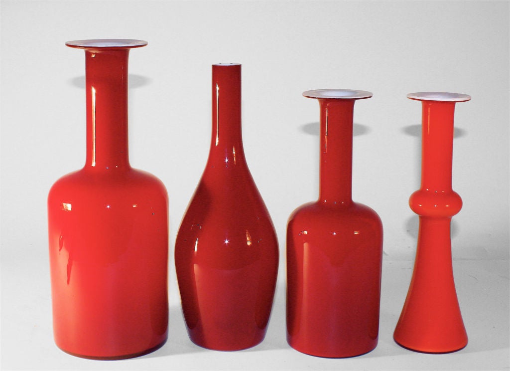 20th Century 4 Pieces Danish Glass including: 2 Gulvases by Otto Brauer