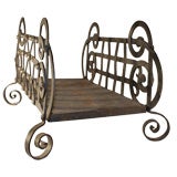 Antique Wrought Iron Arts and Crafts Log Holder