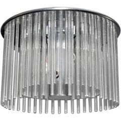 "Lightolier" Round chrome / Glass rod flush mount fixture