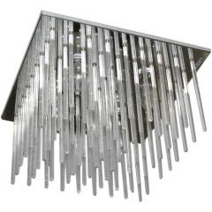 "Lightolier" Square Chrome / Glass rod flush mount fixture