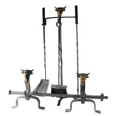 A Western Theme Fire Tools and Andiron Set