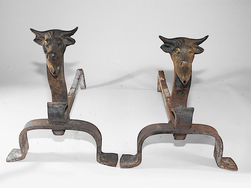 A Western Theme Fire Tools and Andiron Set 1