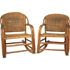 Vintage Pair Old Hickory Rustic Porch Rockers