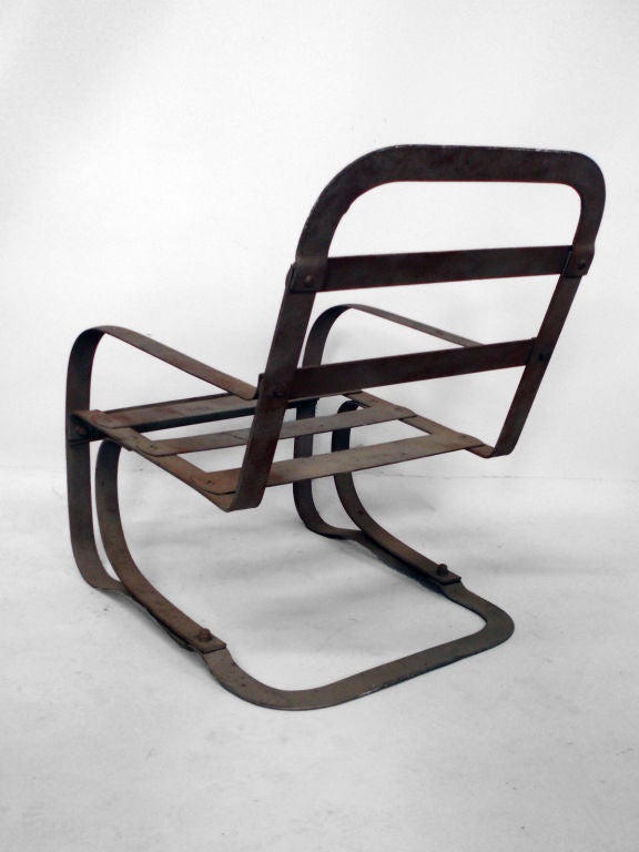 Industrial Moderne cantilevered spring steel chair by the McKay Company.