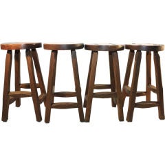 A Set of Four Rustic 1950's Stools