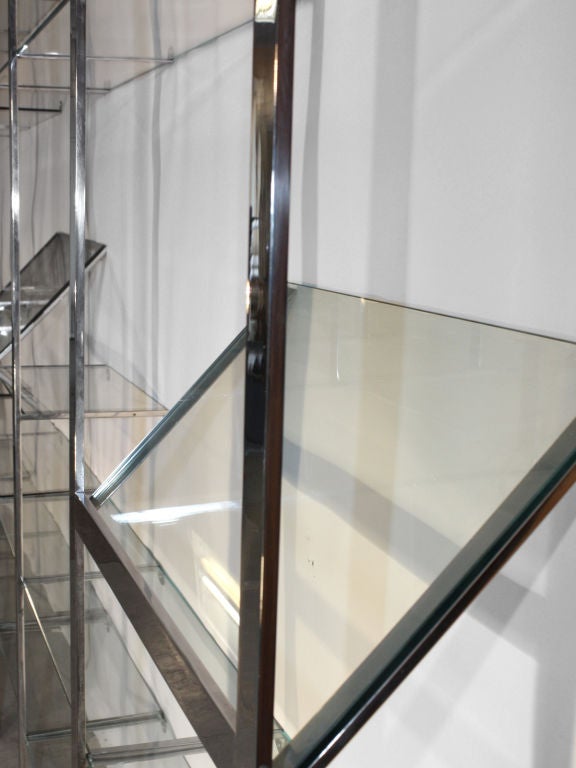 Very large Chrome and Glass Wall Unit Possibly by 