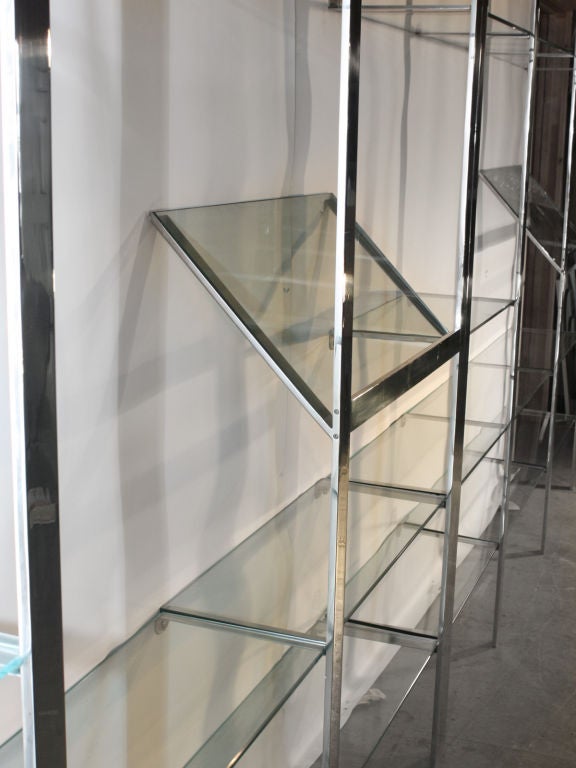 Late 20th Century Very large Chrome and Glass Wall Unit Possibly by 