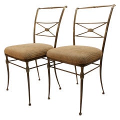 Antique Great Pair Brass Neo Classic side chairs