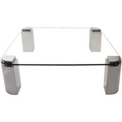 Massive Thick Glass top coffee table in the Springer style
