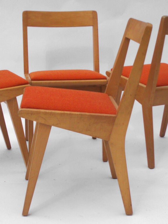 A Set of Four Maple Dining Chairs by Jens Risom for Knoll