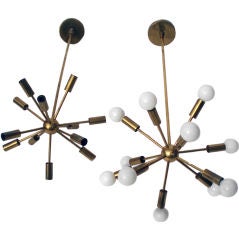 A Pair of Brass Sputnik Lamps by the Lightolier Co.