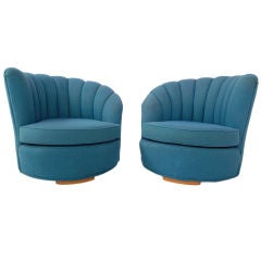 Pair of decorator right and left tete a tete Lounge Chairs