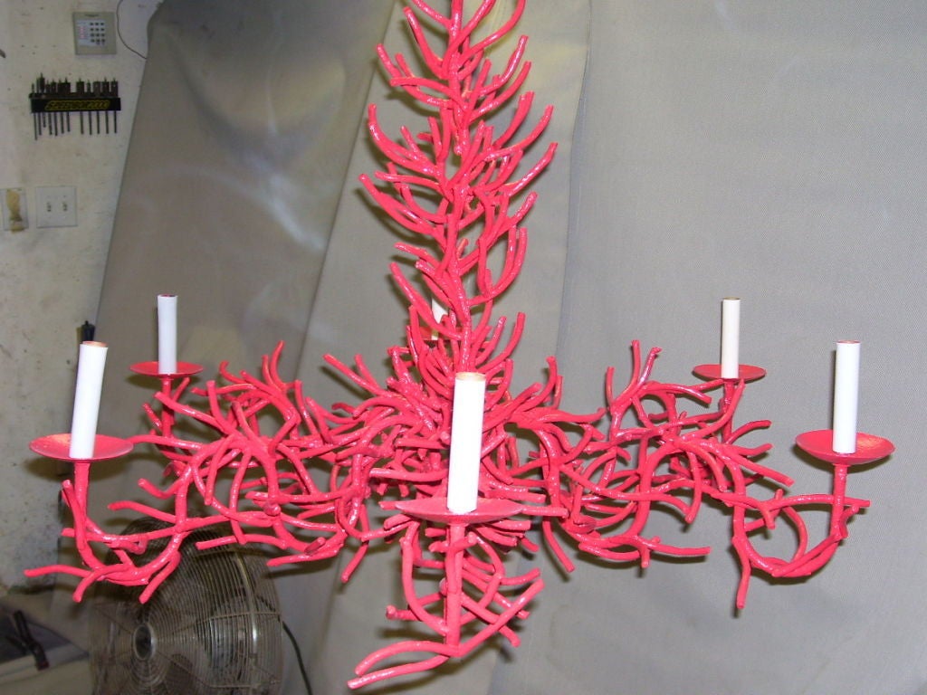 American 1960's Coral Iron Chandelier. For Sale