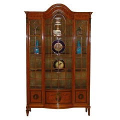 EDWARDIAN PERIOD PAINTED SATINWOOD DISPLAY CABINET