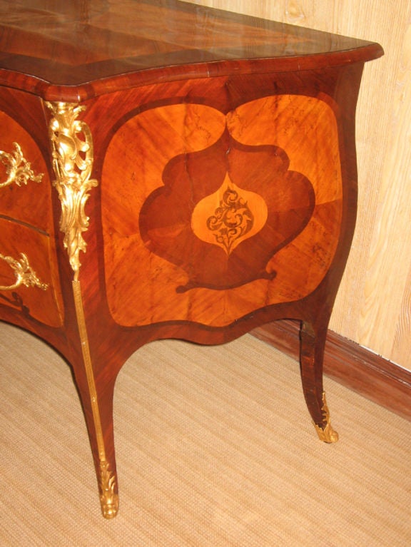 Dutch Rococo Ormolu Mounted Parquetry & Marquetry Commode