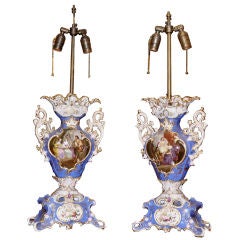 Pair of Blue and White Porcelain Cases Converted into Lamps