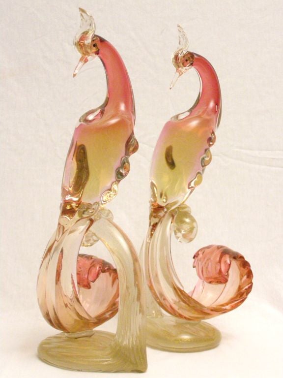 Pair of Murano Glass Birds 1