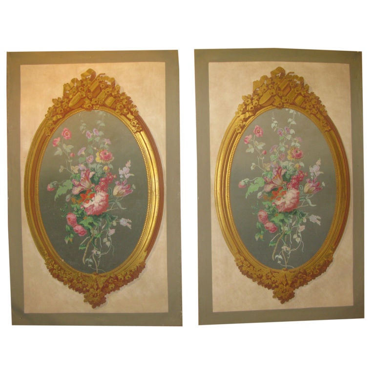 Pair of Victorian Era Wallpaper Panels For Sale