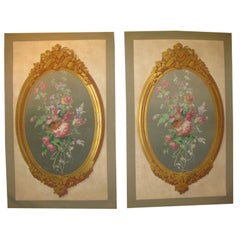 Antique Pair of Victorian Era Wallpaper Panels